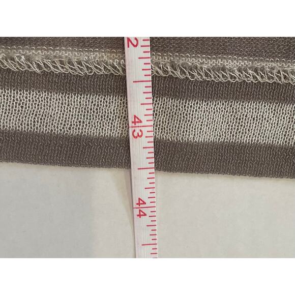 Chico's Tan, Ivory Lightweight Striped Long Open Front Cardigan Sweater, M - Picture 7 of 7